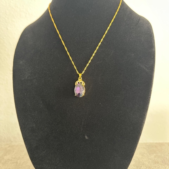 Purple Pendant 14kg plated Necklace - Picture 2 of 8